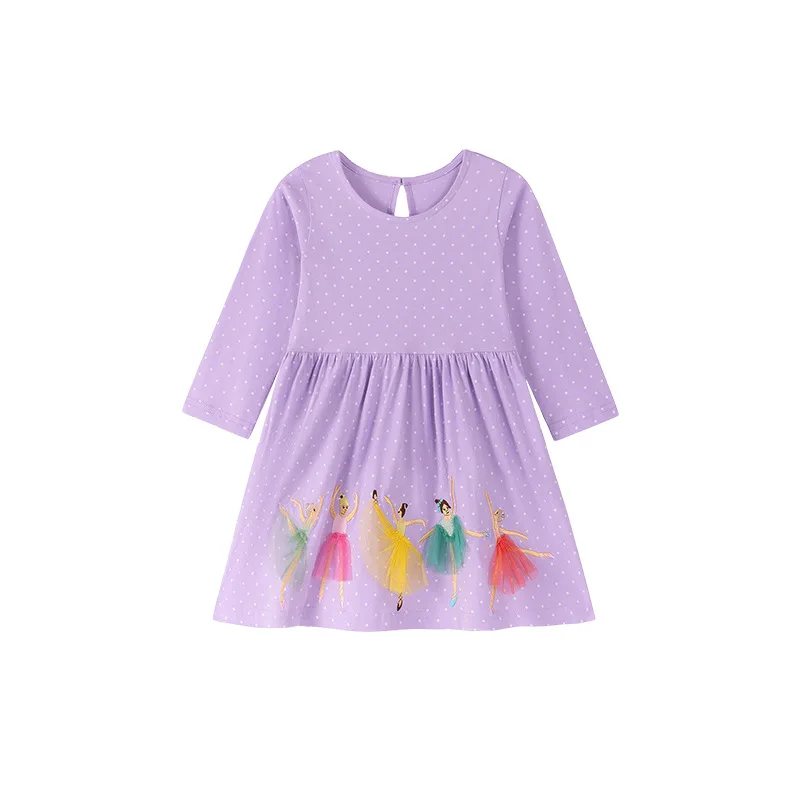 

Little Maven Cotton Dr for Girls Autumn Sle Children's Clothing Pure Cotton Soft Fabric Long Sve Cartoon Pattern
