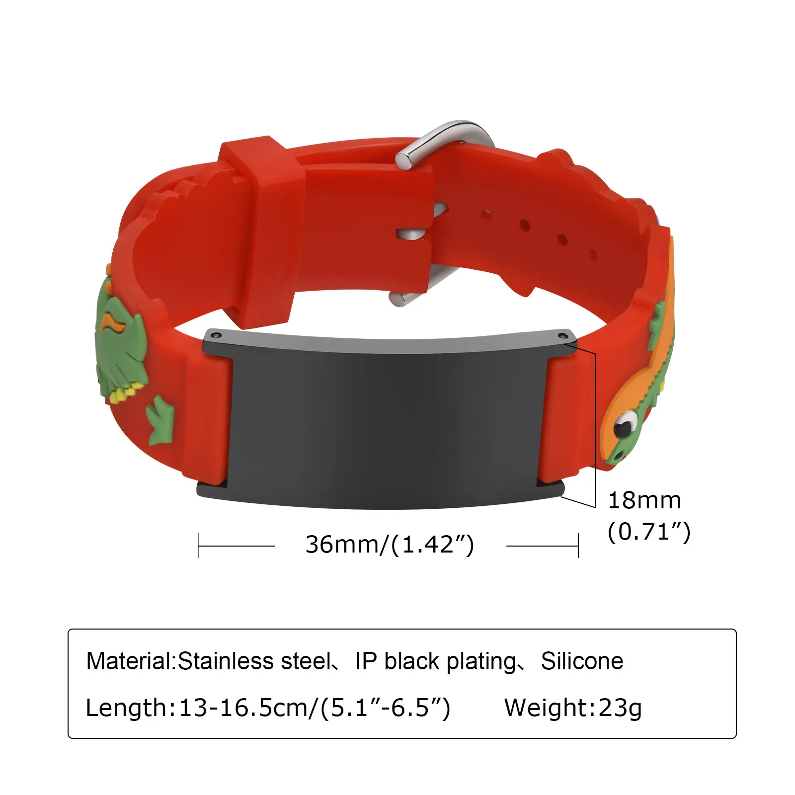 Aço Inoxidável Todo-brilho Medical Alert ID Bracelet, Silicone Ajustável Jóias Personalizadas, Presente de Aniversário