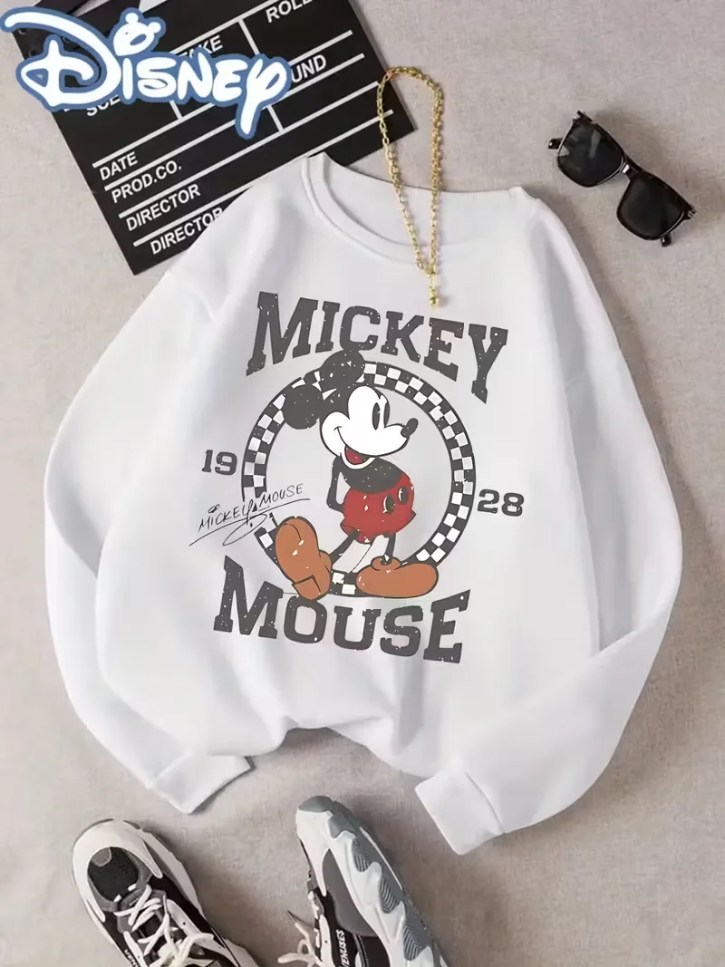 

Женская и мужская винтажная хлопковая толстовка с Микки Маусом, периферийный свитер, пуловер, повседневный осенне-зимний флисовый оверсайз, унисекс