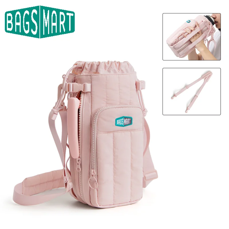 

BAGSMART Water Bottle Carrier Bag with Phone Pocket 64 oz Water Pouch Holder Adjustable Strap Stanley Cup Accessories