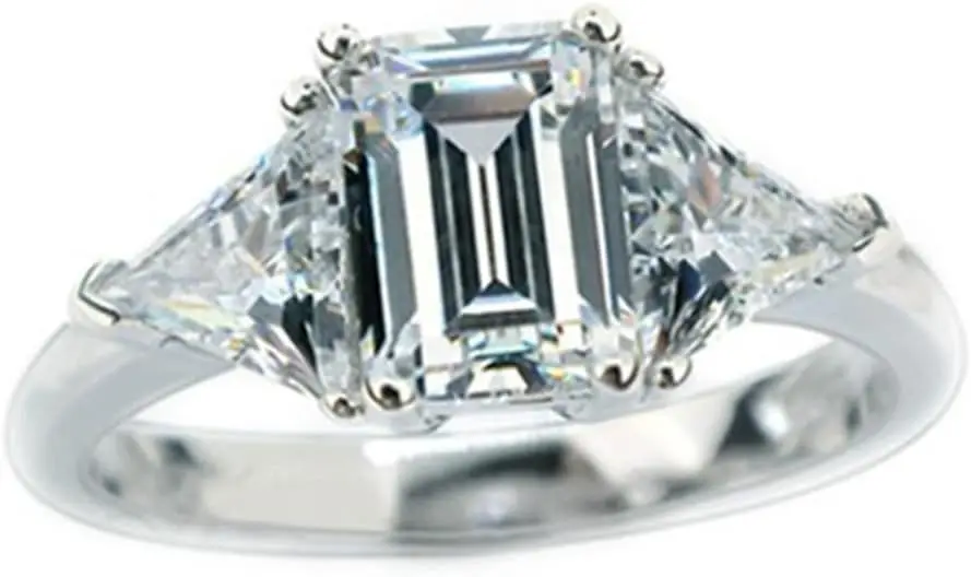 

Genuine Sterling Silver 3CT NSCD Emerald Cut Diamond Ring for Women Engagement Jewelry 18K White Gold