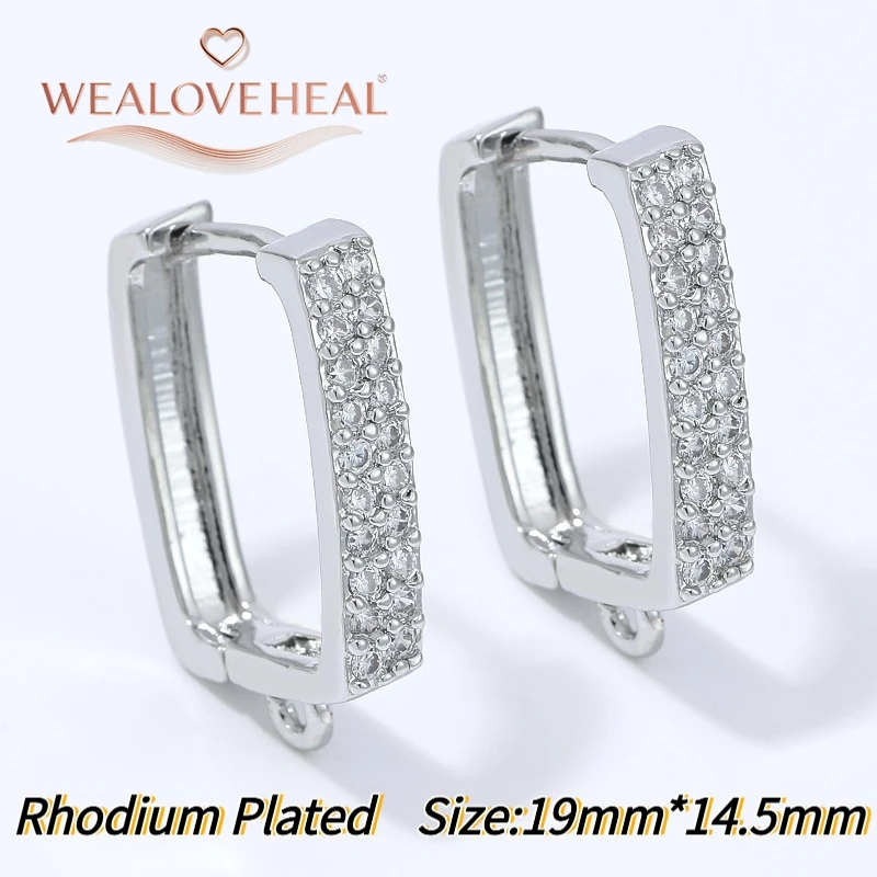 schmuckherstellung zubehör, 18K Vergoldete Messing Quadratische Huggie Hoop Ohrringe mit Mikro-Pavé Zirkonia und Schlaufe für DIY Hängeohrringe ​ Schmuckherstellungszubehör – Detail 23