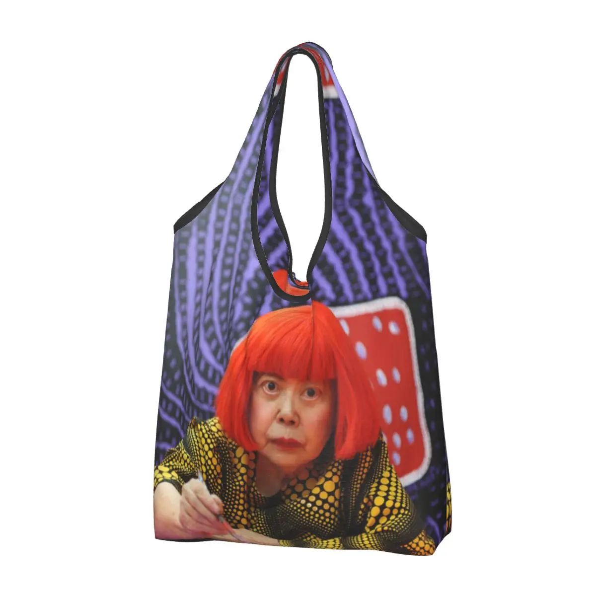 Yayoi Kusama Sacola de Compras para Mulheres, Arte Estética Personalizada, Sacos De Compras De Ombro, Bolsa De Grande Capacidade