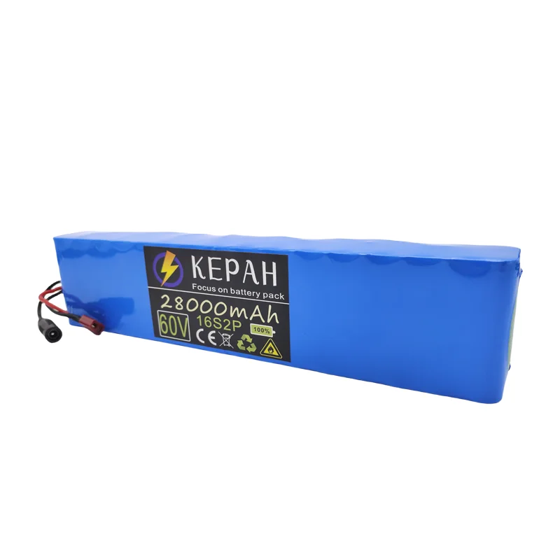 60V 16S2P 28Ah 18650 Rechargeable Li-ion Battery Pack 67.2V Lithium Ion 28000mAh with BMS,Charger