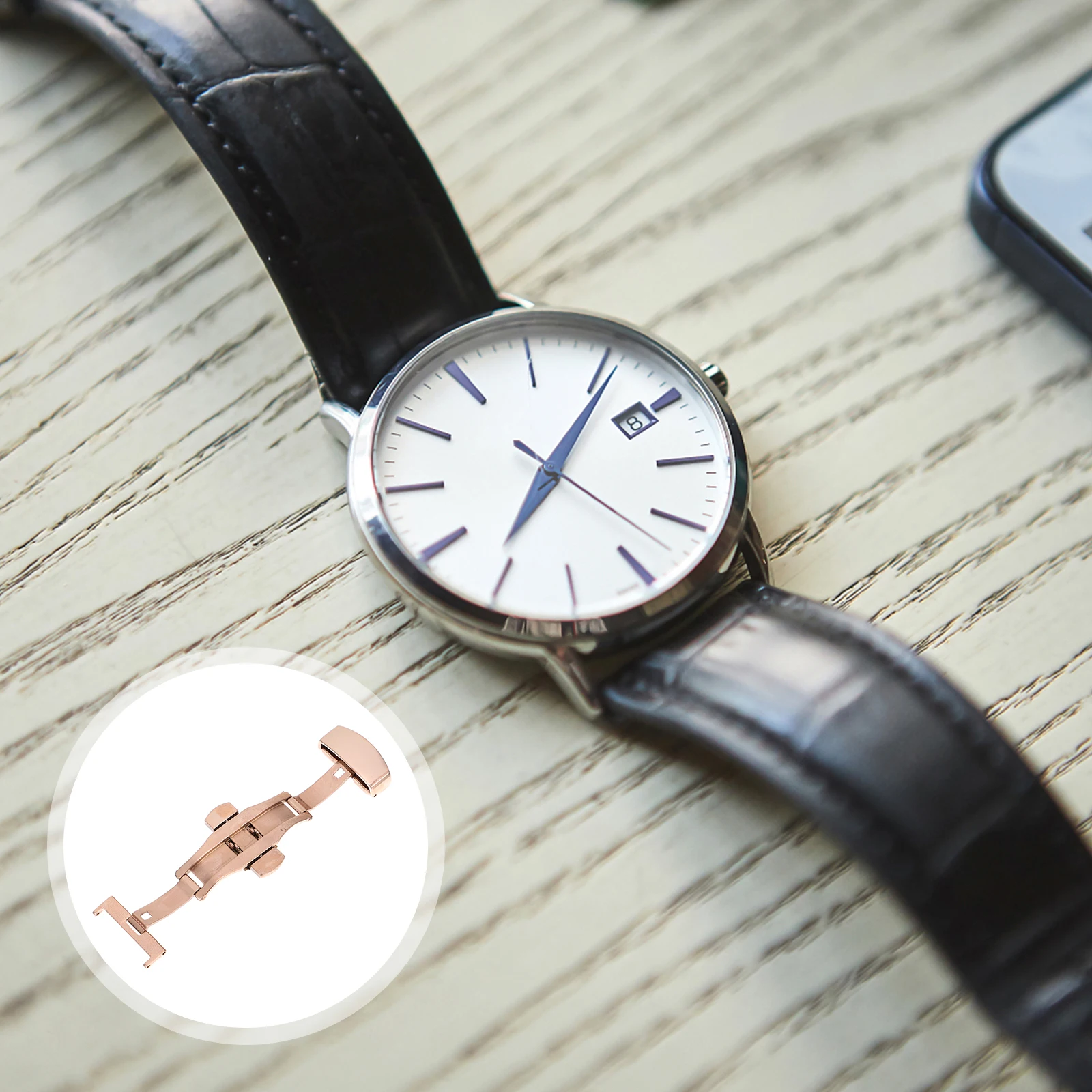 Edelstahl Schmetterling Schließe Uhr Schnalle Ersatz Langlebig Uhr Band Zubehör Für Männer Frauen Zeitmesser Upgrade Sichere