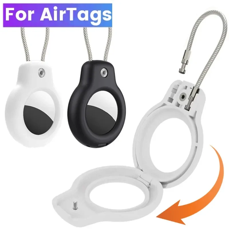 For Apple Airtag Secure Case with Lanyard Lock Case Keychain Pets Mobile Phone Anti-lost Locator Protective Cover for Air Tags