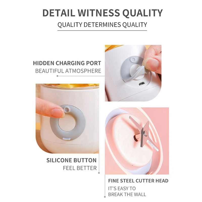 A68M-Portable Blender Electric USB Mixer Juicer Machine Mini Food Smoothie Handheld Personal Fruit Squeezer Juicer 500ML