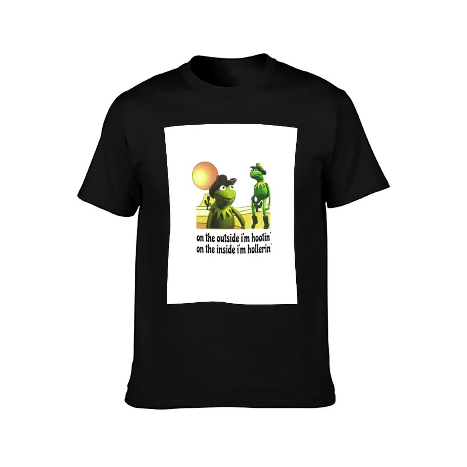 kermit Hootin and Hollerin on the outside I’m hootin T-Shirt Sports Casual Short Sleeve Cotton Tee T-Shirt