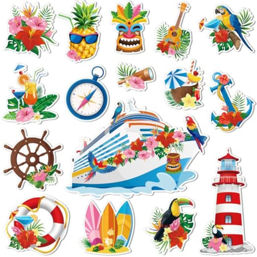 

16-детали гавайских круизных дверных украшений, магнитные праздничные магниты на холодильник, летние тропические магнитные наклейки для гавайского алоха L