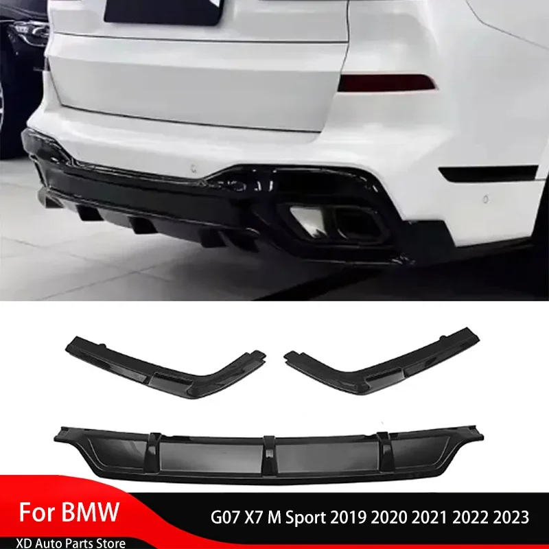 Rear Bumper Diffuser Lip for BMW G07 X7 M Sport 2019 2020 2021 2022 2023 Exhaust Spoiler Lower Splitter Body Kit Skirt Board