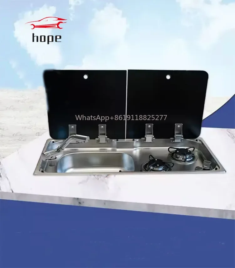 Mirror Surface High-Power Basin & Gas Stove Moisture-Proof & Easy to Clean for RV Caravan Camping Cars & Marine Boat Accessories