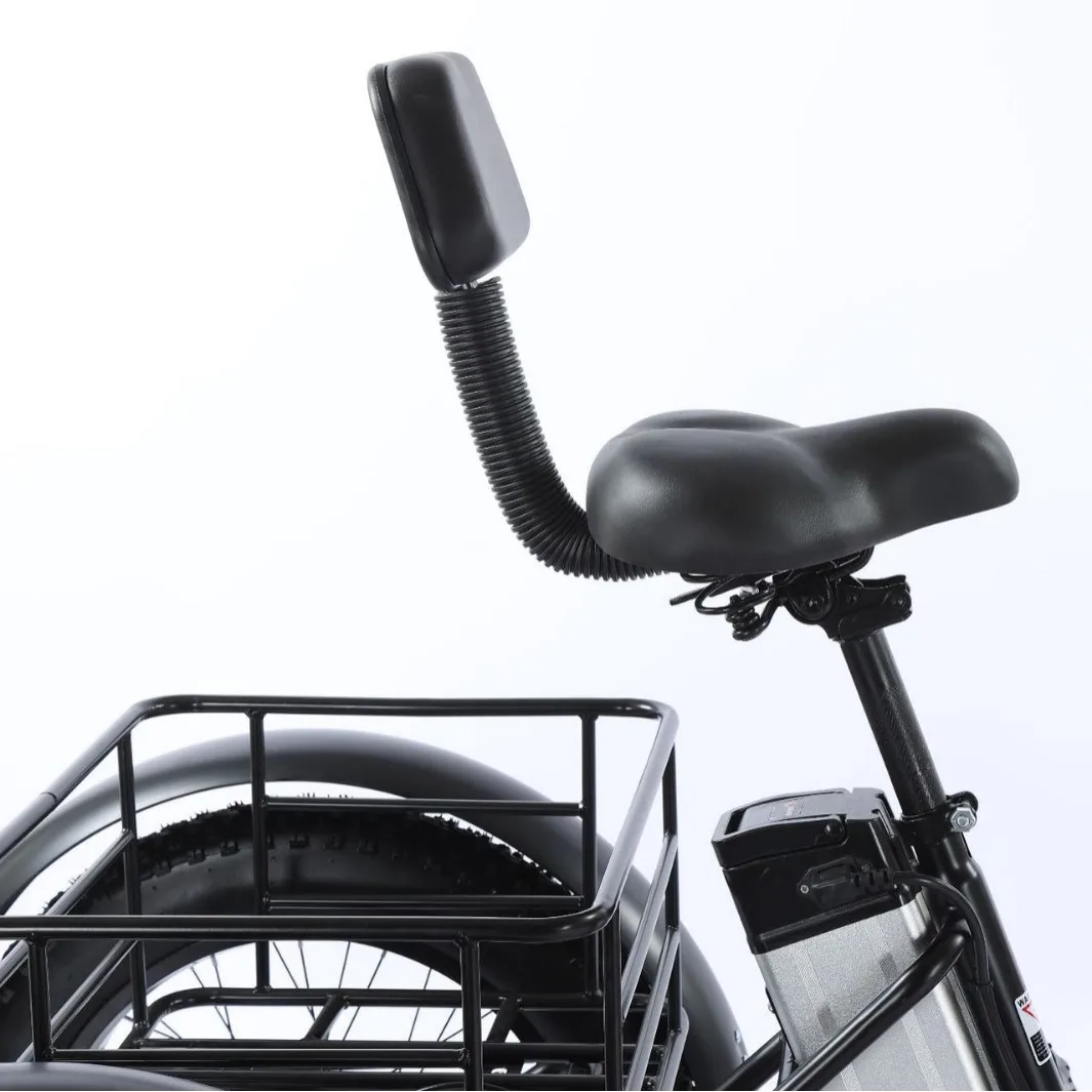 Snow Wide Tire Lithium Battery Helps Pedal The Vegetable Basket Electric Tricycle 20 Inches