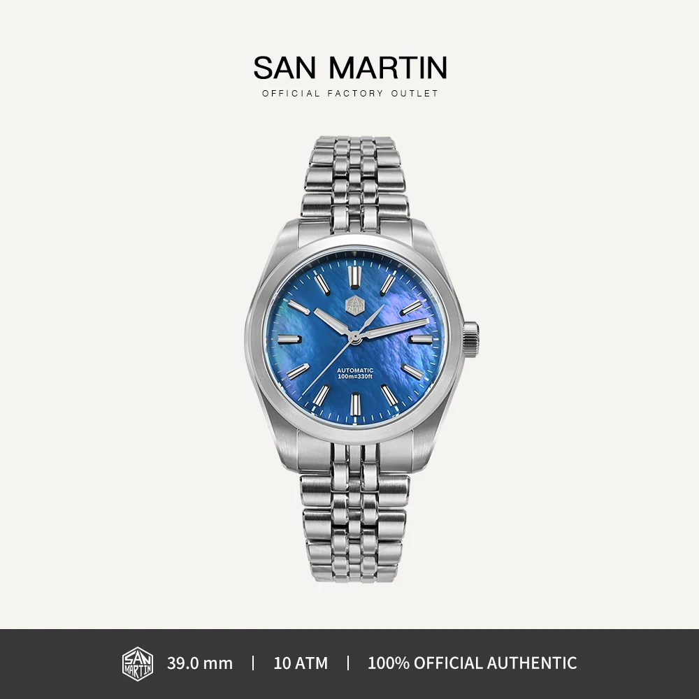 

San Martin 39mm Luxury Dress Men Watch Miyota 90S5 MOP Dial Gada Automatic Mechanical Watches Waterproof 10Bar Luminous SN0144