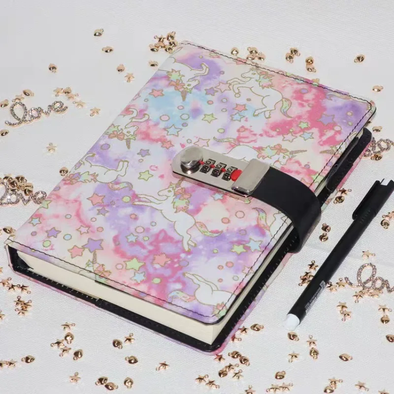 PU Leather Notebook Diary New Password Lock Notebook Creative Diary Notebook 130 Pages 260 Pages Student Secret Custody