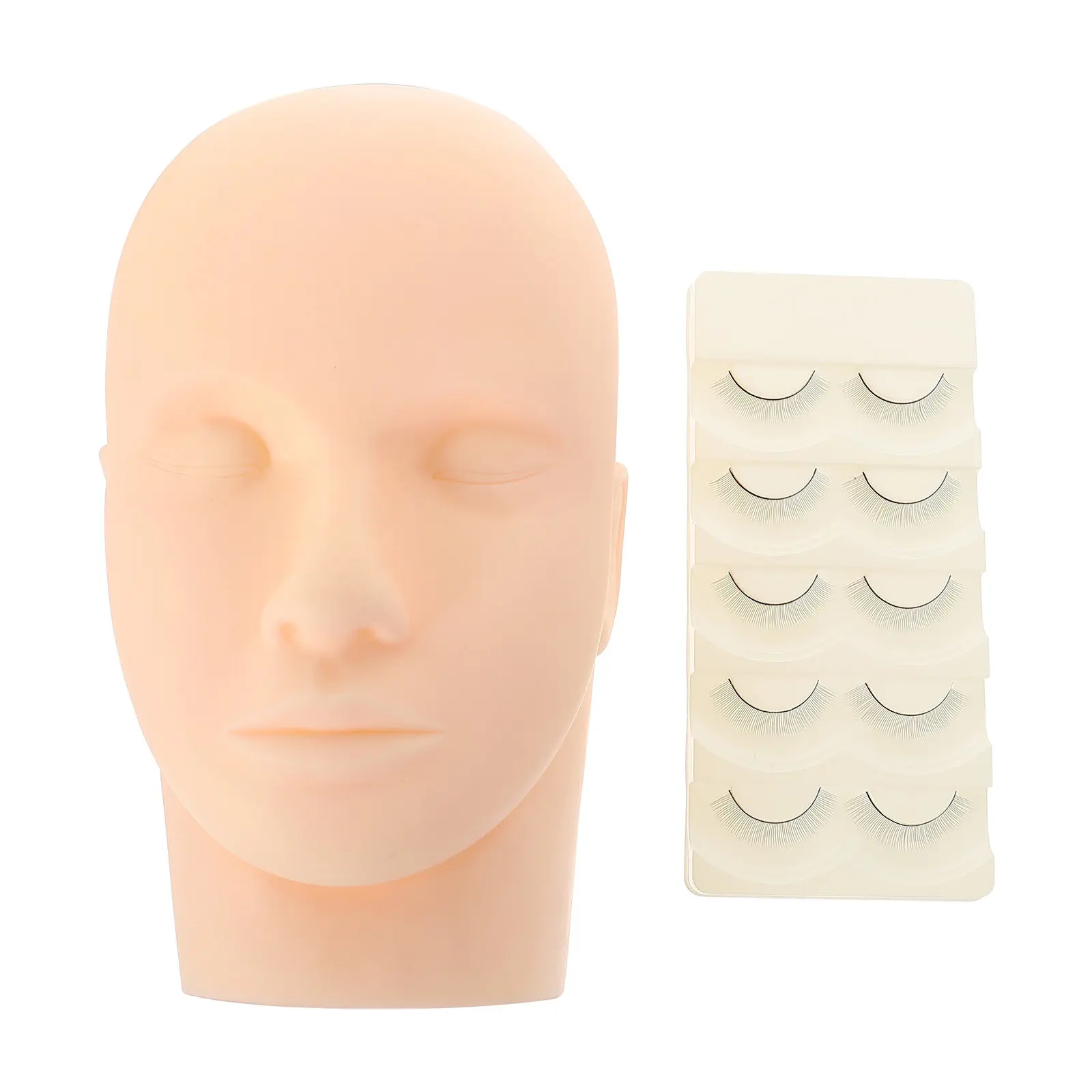 1Set Premium Soft Skin-Like Silicone Flat Head Mannequin for Eyelash Extension Practice Makeup Training Face Painting Massage
