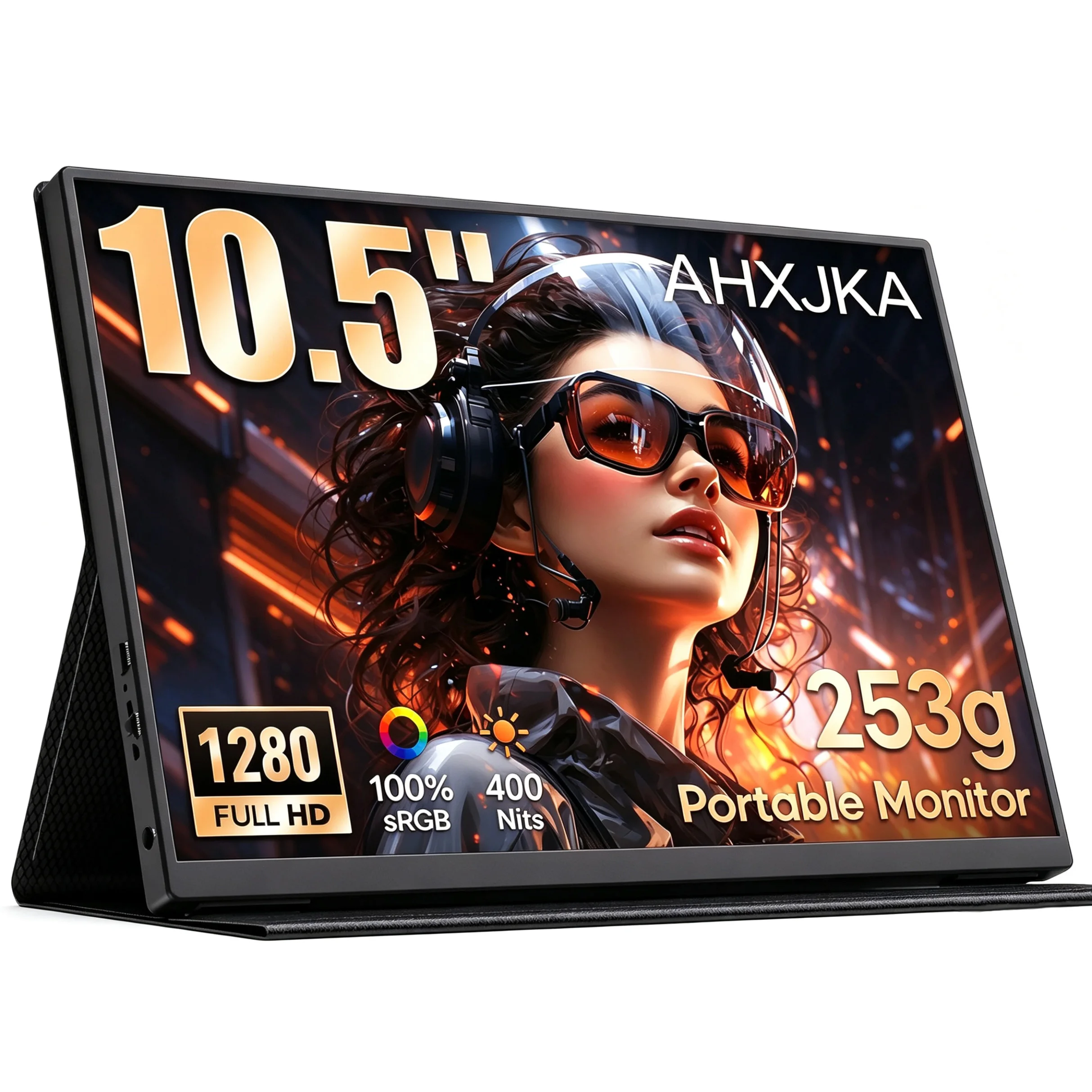 10.5 Inch IPS Portable Monitor 1920×1280 FHD 100%sRGB with Type-C Mini HDMI Travel Secondary Display for Laptop Phone Console