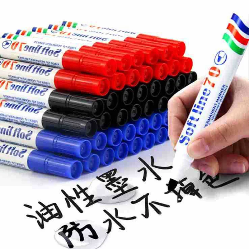 2Pcs Oil-Based Permanent Marker Pens, Waterproof Quick-Drying Sharp Tip, Smooth Writing Fade-Resistant Ink, Fine Point Markers
