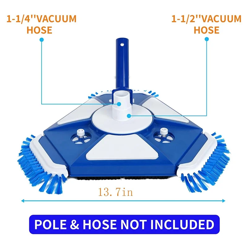 رأس مكنسة كهربائية معززة لحمام السباحة مع فرشاة جانبية عالمية ومحول خرطوم قابل للدوران