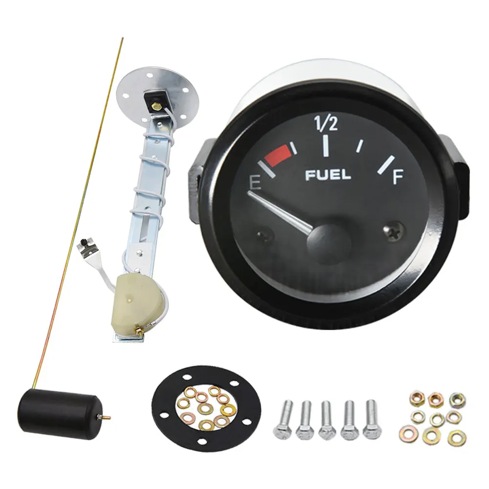 

Universal 2" 52mm Fuel Level Gauge Car Vehicle Meter with Fuel Float Sensor White LED Light Black Shell Automotive Gauges 12V