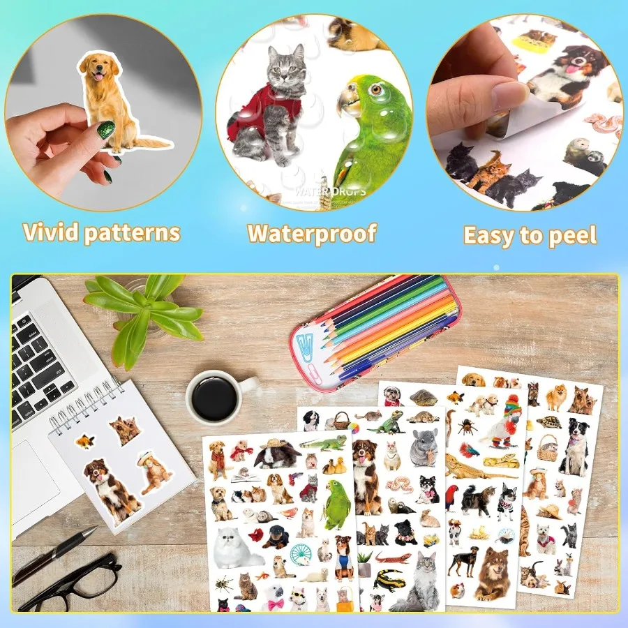 660 contagens animais de estimação adesivos com cães gatos coelhos papagaios peixes pássaros e répteis para scrapbooking calendário planejamento p