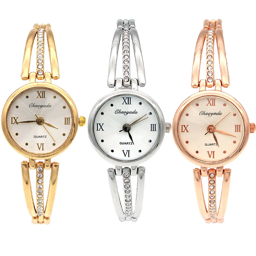 

3Pcs Women Alloy Bracelet Watch High Quality Ladies Quartz Watch Roman Dial Simple Clock