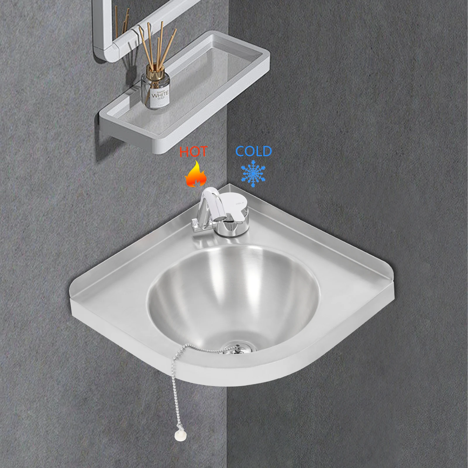 حوض RV مثبت على الحائط مع صنبور، وعاء واحد 304 حوض غسيل من الفولاذ المقاوم للصدأ