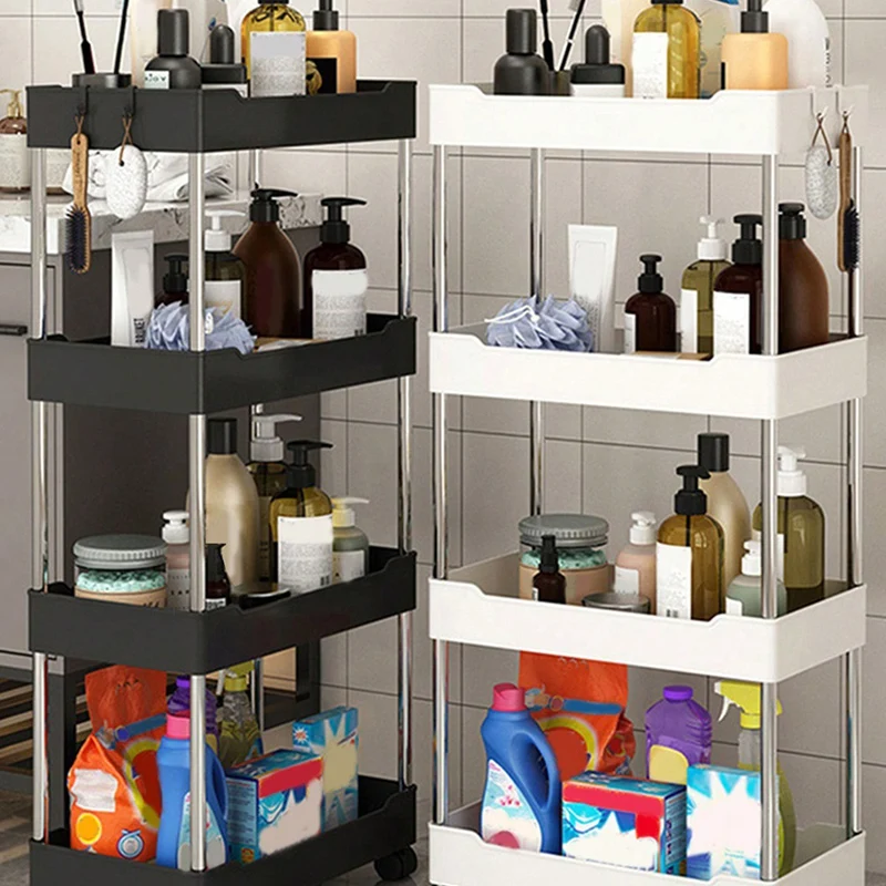 Hot Tier Rolling Utility Cart, Movable Slim Storage Rack For Kitchen, Bathroom, Living Room - Space Saving Organizer Shelf