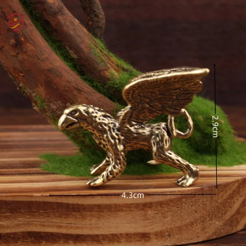 1pc Mini Brass Dragon And Griffin Figurines Detailed Carving Antique Finish Desktop Decor Collection