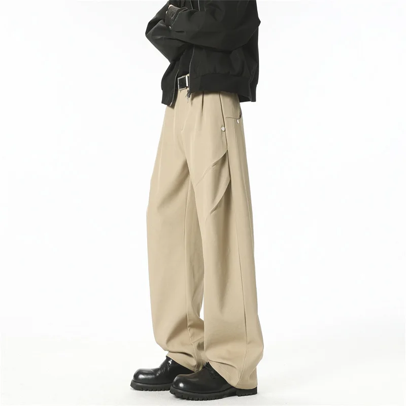 2026 American Cleanfit Pleated Drape Mopping Casual Pants Men's High Street Paratroopers Loose Straight Casual Pants