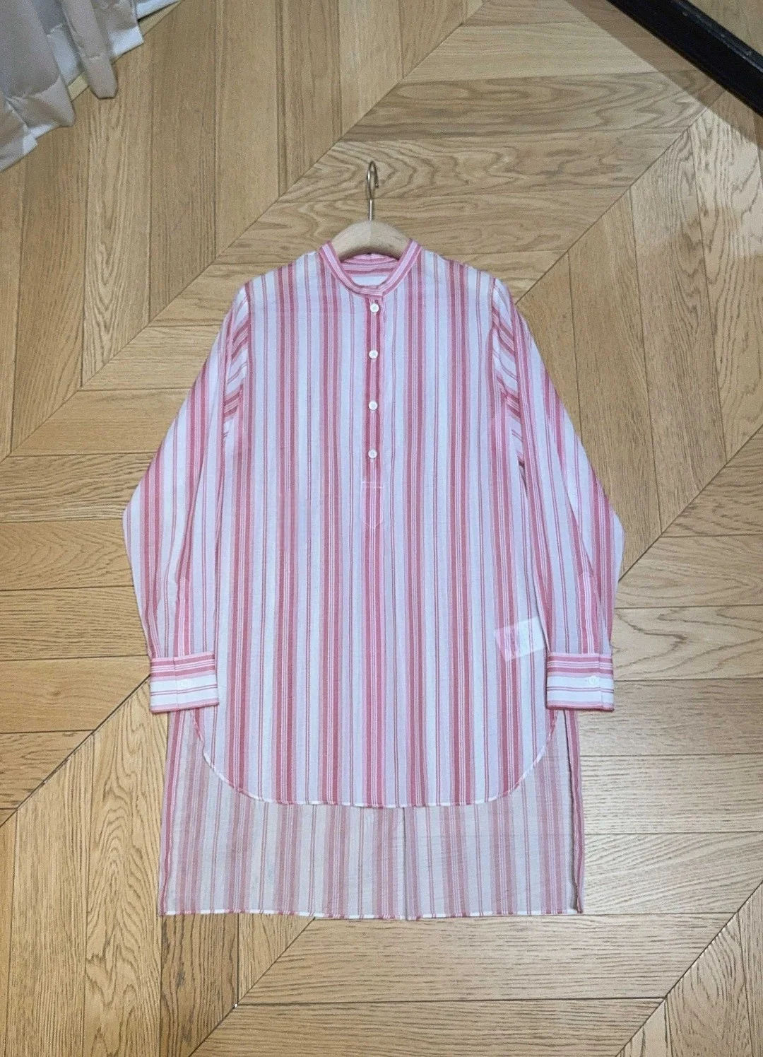 2025 Verão Quente - Venda! Top listrado de algodão puro rosa de alta qualidade, ultrafino e respirável. Frente - Curto e Traseiro - Longo D