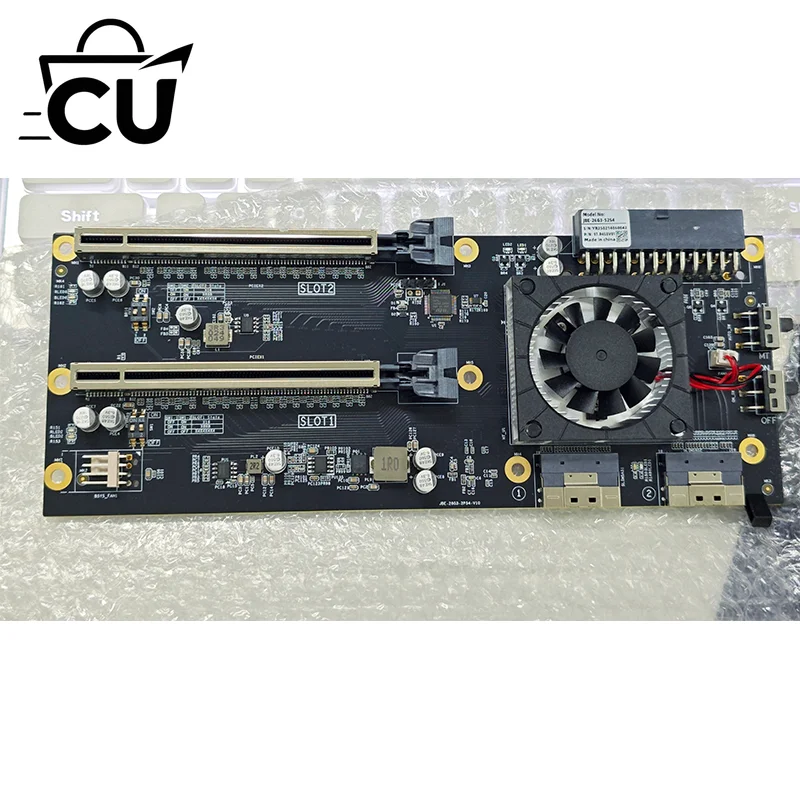 Double-wide dual-slot graphics card holder pass-through x8x8 expansion PEX8749PCIe3.0x16x16ATX power supply