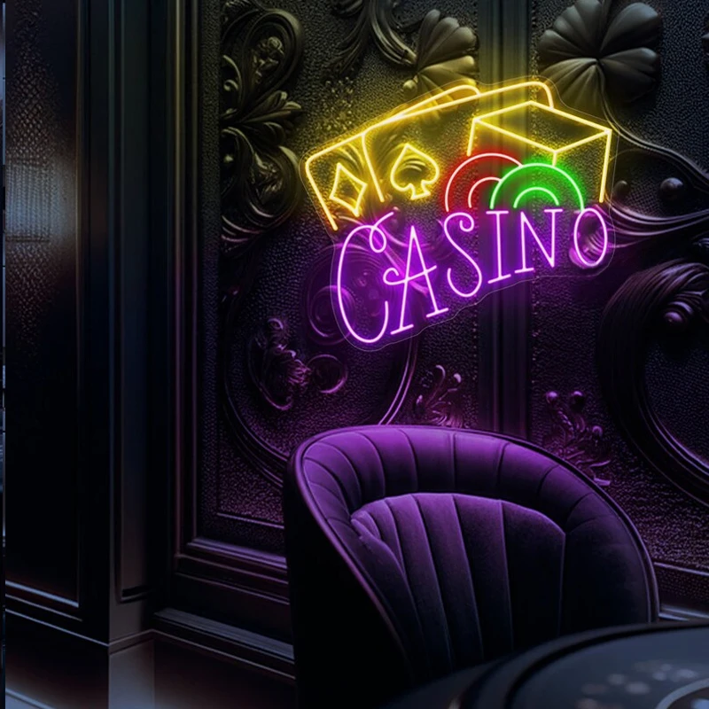 Led Neon Sign Casino Lights Game Room Decors Personalized Gifts Custom Neon Lumineux Signs Casino Wall Art Lighting Signage