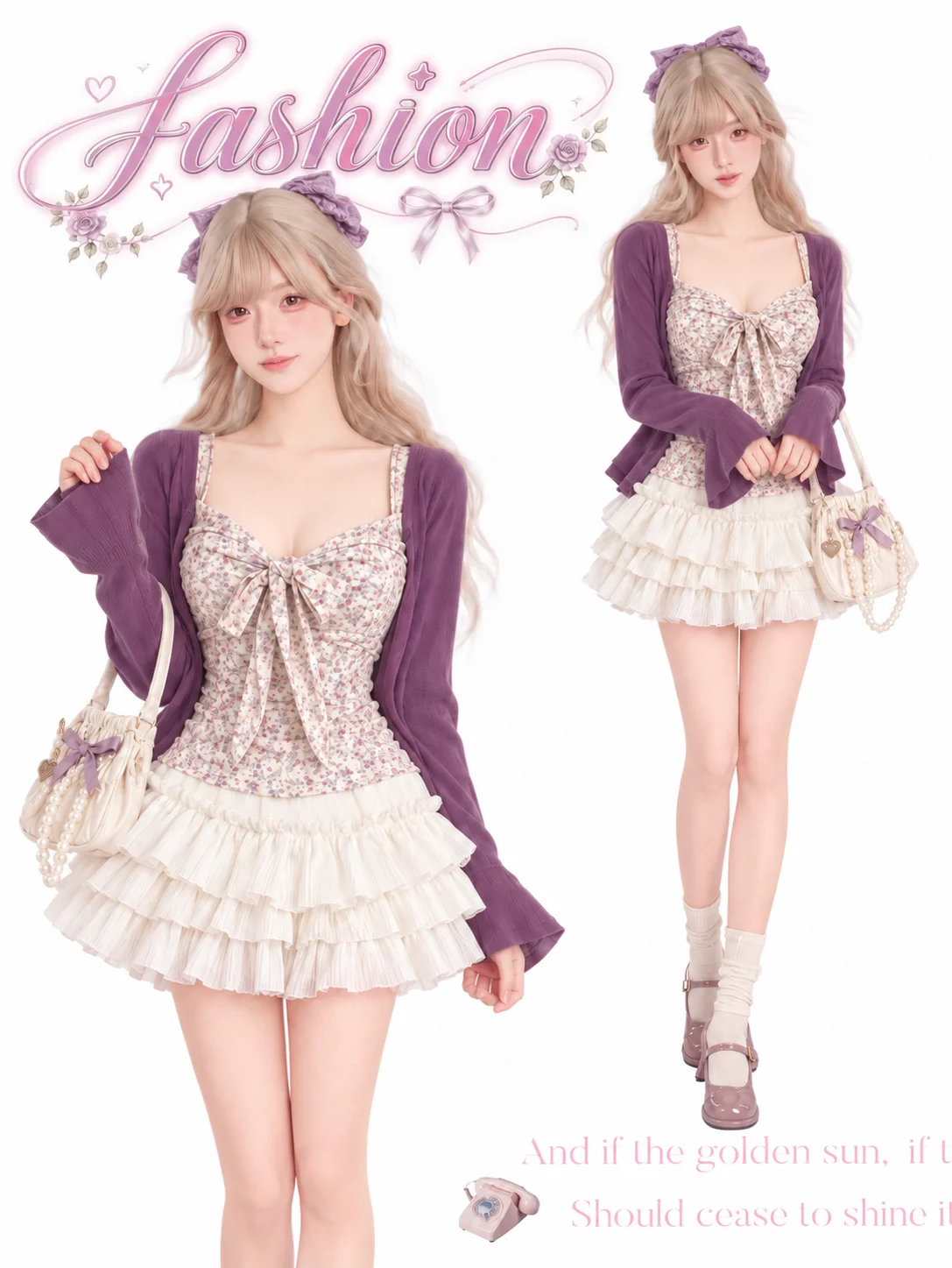 Sweet Lolita Vintage Suits Women Ruffles Cardigan + Sexy Y2k Corset Vest + Mini Skirts Autumn Korean Elegant 3 Piece Dress Sets - view 6