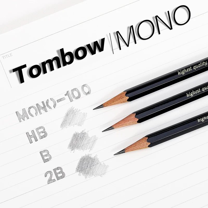 12pcs TOMBOW MONO100 Black Rod Drawing Pencil Japanese Advanced Wooden Pencil Design Drawing Art Pencil School Stationery