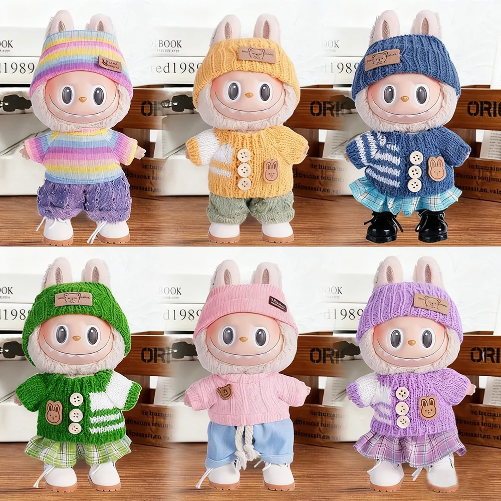 

Sweater Clothing Set For 17cm Labubu Doll Clothing Cute Sweater Clothing Set Doll DIY Accessories Training Games Gifts[No Doll]