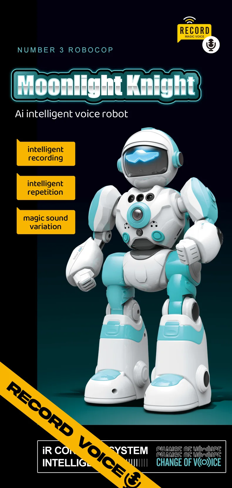 Smart Kids Robot Interactive Intelligent Robo for Kids Robotics Music Dance Record Repeat Touch Gesture Control Toys for Boys Children Christmas Gifts Ship from US Warehouse Fast Delivery