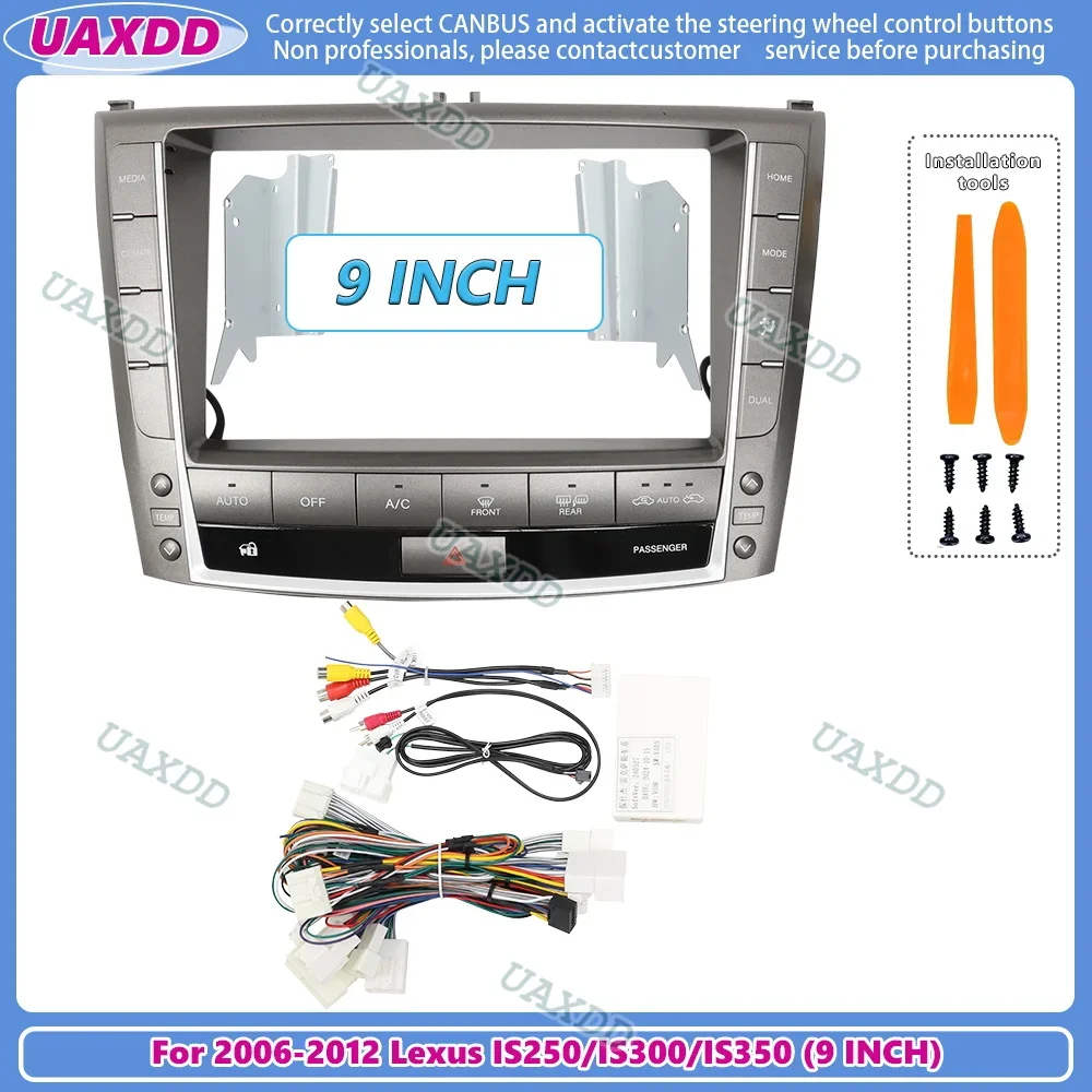 Car Frame Fascia Adapter Android Radio Dash Fitting Panel Kit For Lexus IS IS250 IS300 IS350 cable video harness 2Din canbus box