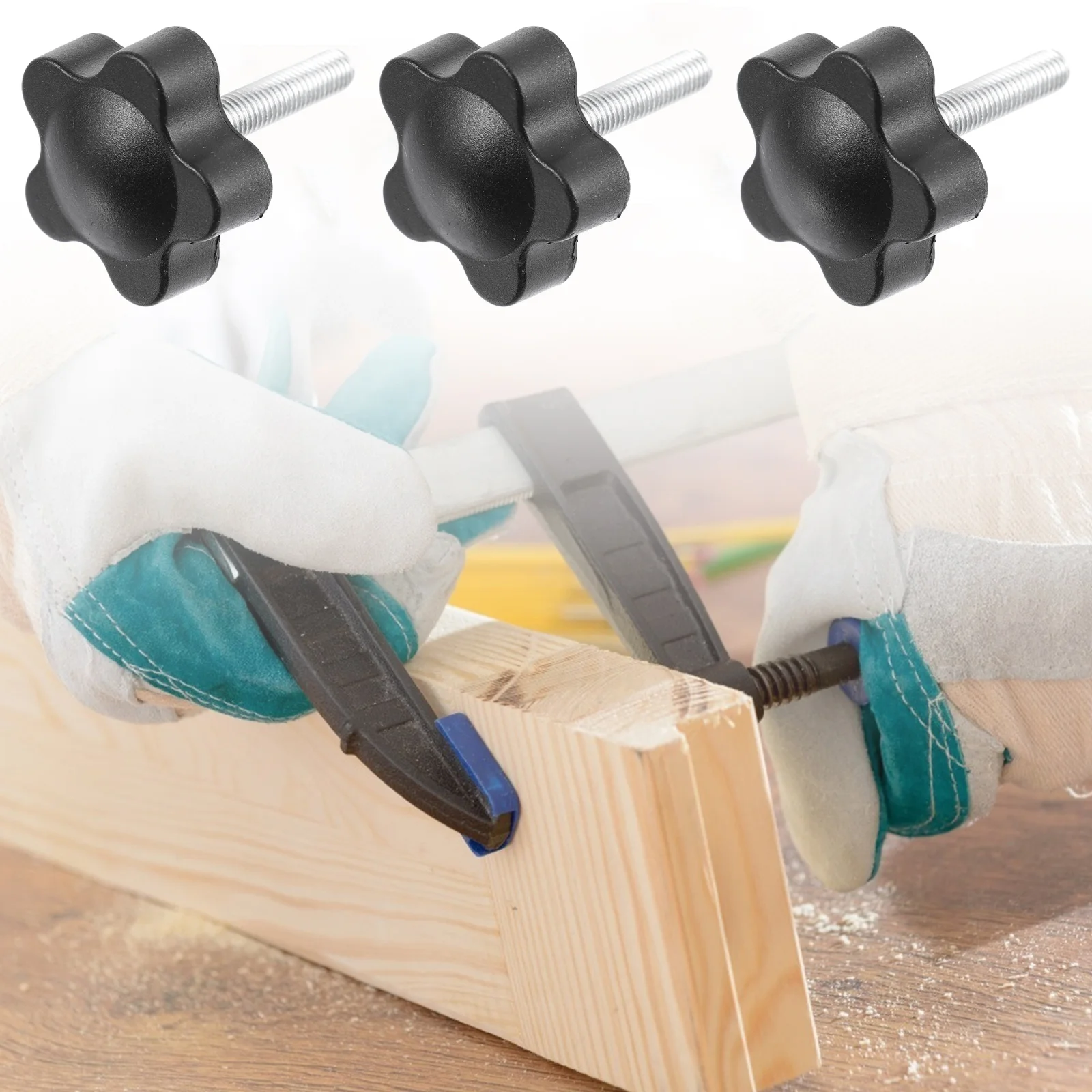 

15Pcs Manual Screws Thread Knobs Screw on Design for Woodworking Workshop Fixtures Adjustable Clamping Screws Hand Turn