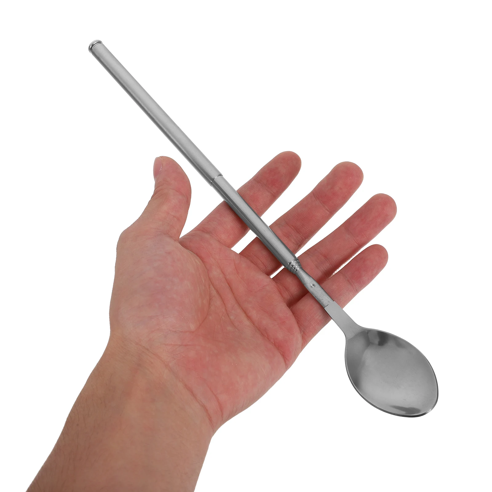 

2pcs Stainless Steel Telescopic Spoon Extendable Mixing Cooking Utensil For Camping Hiking Outdoor Travel Soup Yogurt Salad