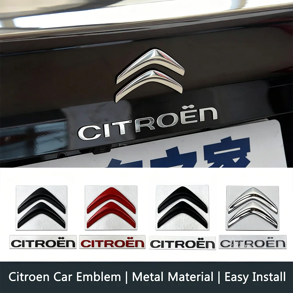 Juego de Emblemas Traseros 3D de Metal para Automóvil Citroën, Insignia para Volante, para C2, C3, Aircross, C4, C5, Berlingo, Xsara, Picasso, Accesorios para Auto