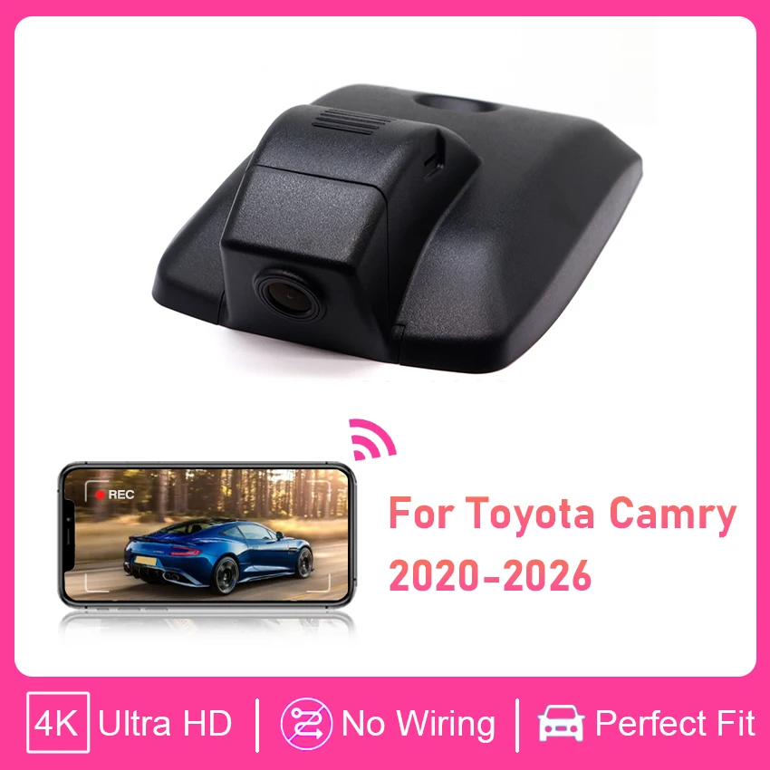 

4K 2160P, простая установка, автомобильный видеорегистратор для Toyota Camry 70 V70 XV70 SE XLE, гибридный 2020-2026, циклическая запись, видеорегистратор