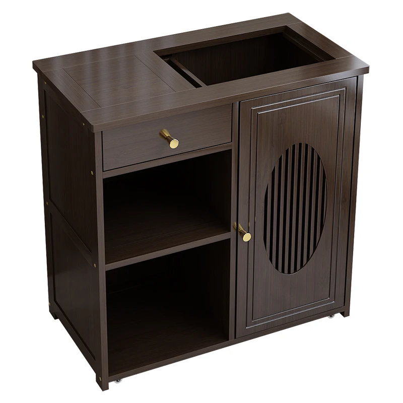 

Mobile Cabinet Table Household Chinese Tea Table Kung Fu Tea Set Small Tea Cart Kettle Integrated Coffee Rack