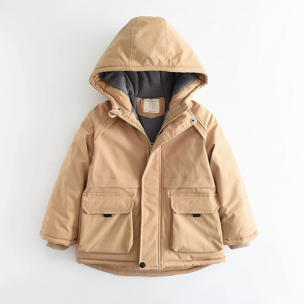 الأولاد الشتاء سترة قطن 2025 جديد للأطفال الشتاء كليب القطن وسادة مبطنة الأطفال الصغار ملابس قطنية دافئة مقنعين