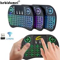 Colorful Backlight English Russian 2.4G Air Mouse Remote Touchpad for Android TV Box PC I8 Mini Wireless Keyboard