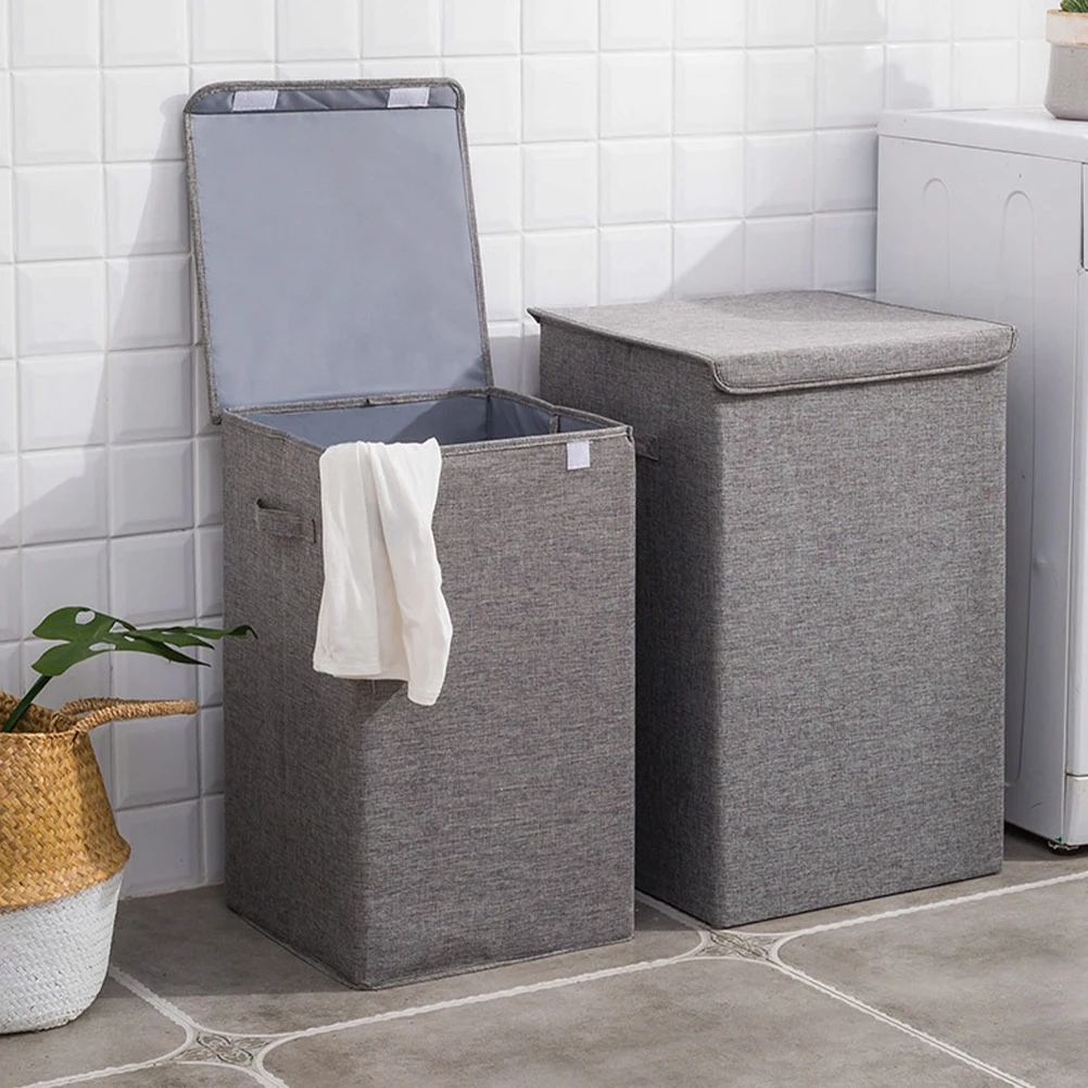 

Multifunctional Cotton Linen Storage Basket Grey Large Laundry Hamper Handle Toy Home Dorm Outdoor Foldable