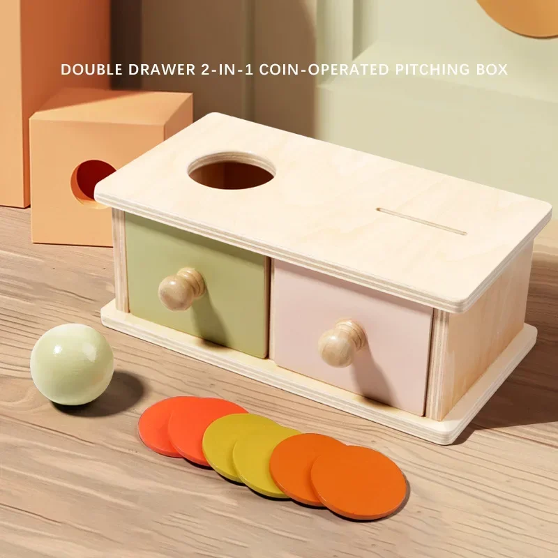 Jouets en bois Montessori pour nourrissons, boîte cible, tambour roulant, forme de couleur, Match de Cognition, éducatif sensoriel, cadeaux d'aide pédagogique pour bébé