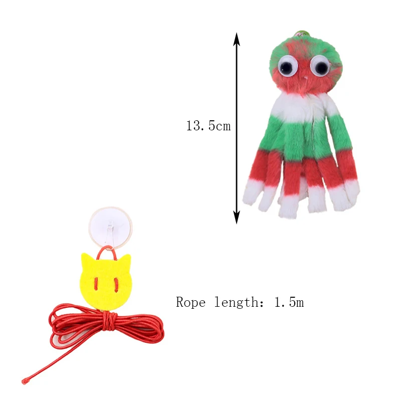 ألعاب قطط الأخطبوط ذات صوت معلق على الموضة لتخفيف الملل وذاتية مثيرة من القطيفة على شكل الأخطبوط حبل مرن لعبة أليف عصا القطط #6