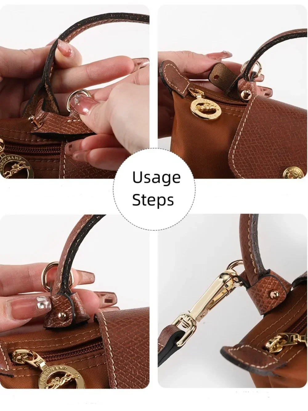 Bag Strap For Mini Longchamp Bag Shoulder Strap Dumpling Crossbody Bag Perforated Conversion Accessories For Punch-free Bag Stra