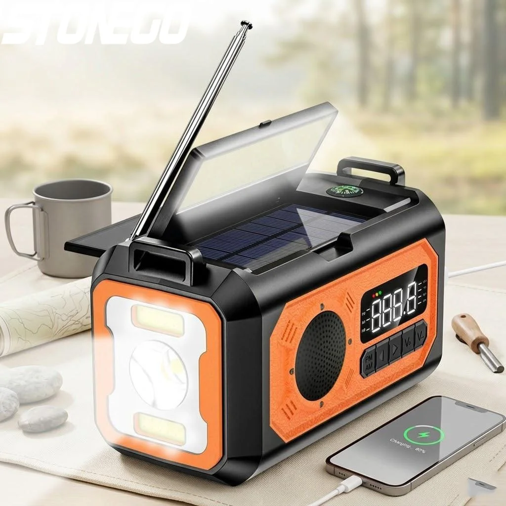 

Портативное радио 12000 мАч с солнечной батареей и ручным динамо-генератором AM/FM/NOAA для экстренных ситуаций, кемпинга и выживания на природе