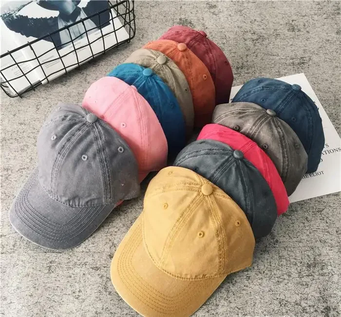 Frauen Männer Baumwolle Solide Baseball Kappe Mode Snapback Hut Weibliche Outdoor Einfache Gewaschen Vintage Visier Beiläufige Kappe Hut Für Frauen Männer – Detail 13